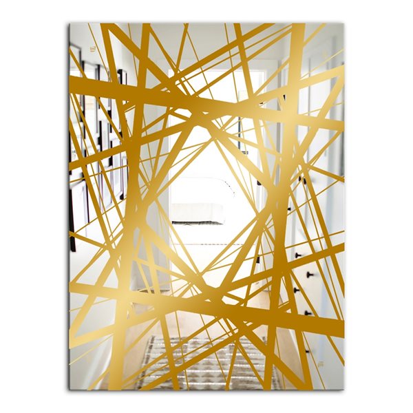 Designart 35.4-in x 23.6-in Capital Gold Jangle 2 Glam Rectangle Mirror