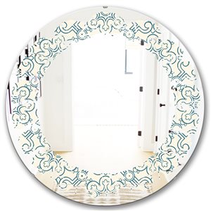 Designart 24-in Beige Floral Retro Pattern IV Round Wall Mirror