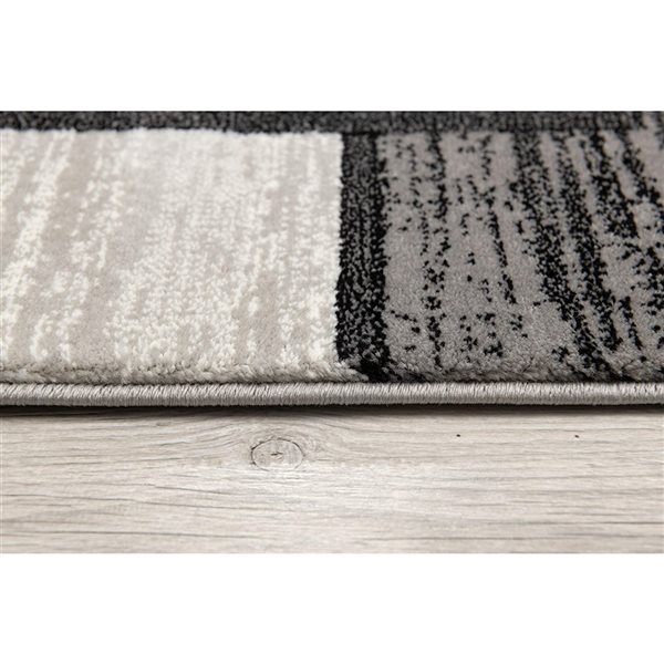 Rug Branch Tapis de passage d'intérieur moderne à carreaux géométriques gris noir - 2x13