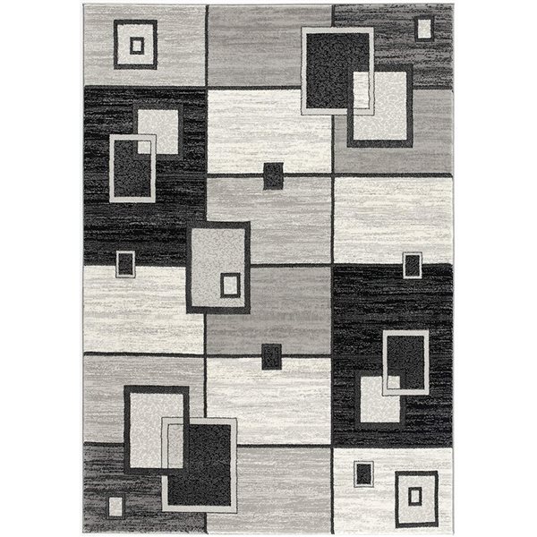 Rug Branch Tapis de Paillasson d'Intérieur Moderne Géométrique à Carreaux Gris Noir - 3x5