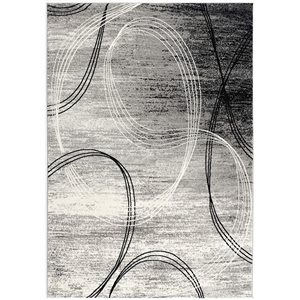 Rug Branch Tapis d'intérieur moderne abstrait tourbillons gris noir - 6x9