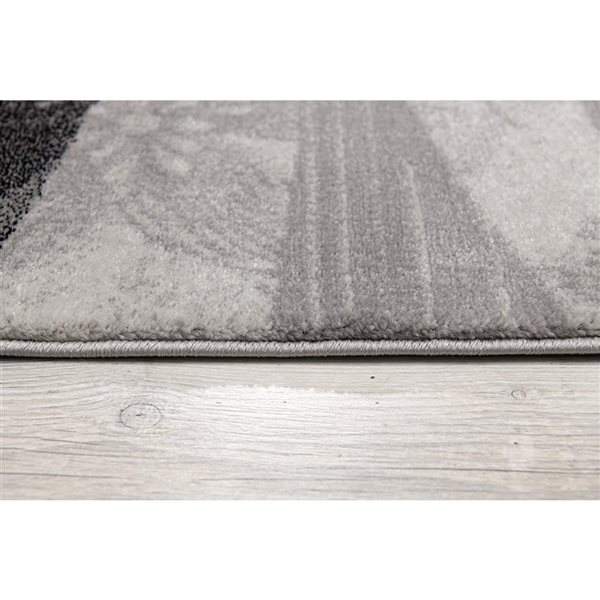 Rug Branch Tapis de passage d'intérieur moderne géométrique gris noir - 2x10