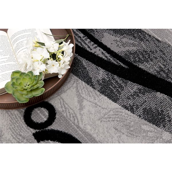 Rug Branch Modern Geometric  Grey Black Indoor Runner Rug - 2x8