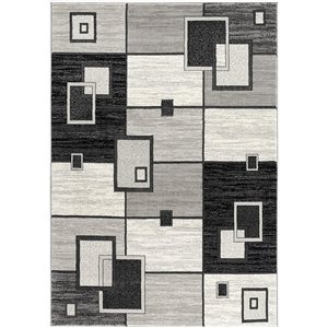 Rug Branch Tapis d'intérieur moderne géométrique à carreaux gris noir - 5x7