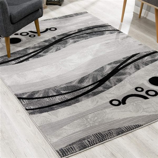 Rug Branch Modern Geometric  Grey Black Indoor Area Rug - 4x6