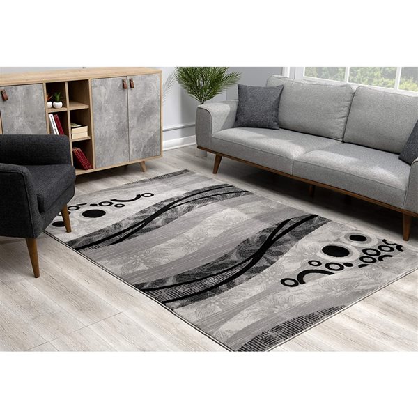 Rug Branch Modern Geometric  Grey Black Indoor Area Rug - 5x7