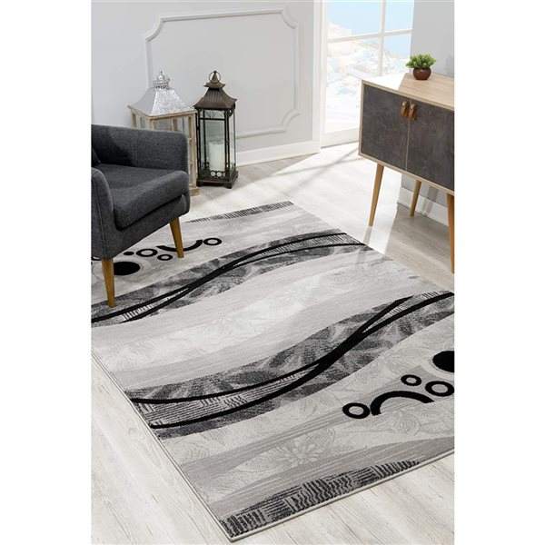 Rug Branch Modern Geometric  Grey Black Indoor Area Rug - 5x7