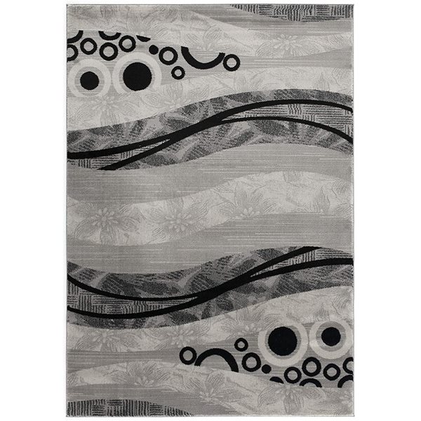 Rug Branch Tapis d'intérieur moderne géométrique gris noir - 5x7