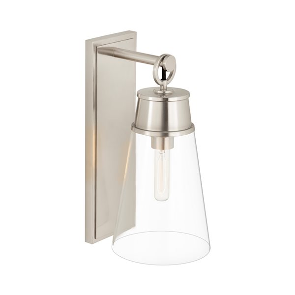 Z-Lite Wentworth 7.5-in W 1-Light Brushed Nickel Transitional Wall Sconce