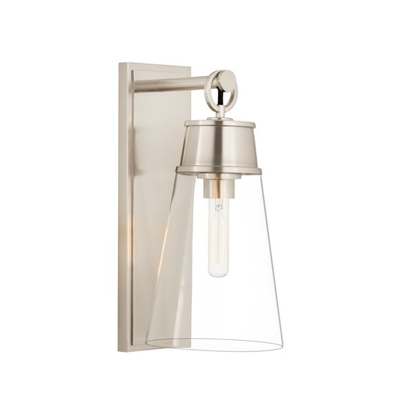 Z-Lite Wentworth 7.5-in W 1-Light Brushed Nickel Transitional Wall Sconce