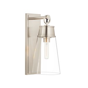 Z-Lite Wentworth 7.5-in W 1-Light Brushed Nickel Transitional Wall Sconce