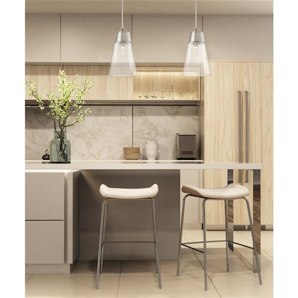 Z-Lite Wentworth Brushed Nickel Transitional Clear Glass Cylinder Halogen Medium (10-22-in) Pendant Light