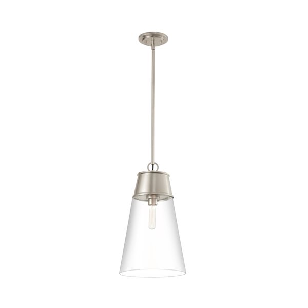 Z-Lite Wentworth Brushed Nickel Transitional Clear Glass Cylinder Halogen Medium (10-22-in) Pendant Light