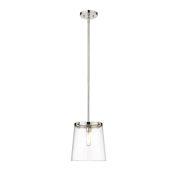 Z-Lite Callista Polished Nickel Transitional Clear Glass Cylinder Halogen Mini Pendant Light