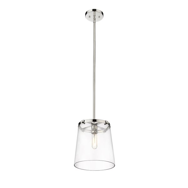 Z-Lite Callista Polished Nickel Transitional Clear Glass Cylinder Halogen Mini Pendant Light