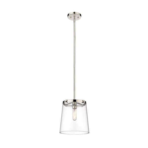 Z-Lite Callista Polished Nickel Transitional Clear Glass Cylinder Halogen Mini Pendant Light