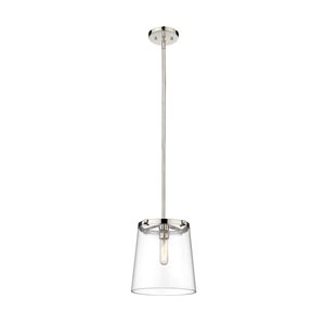 Z-Lite Callista Polished Nickel Transitional Clear Glass Cylinder Halogen Mini Pendant Light