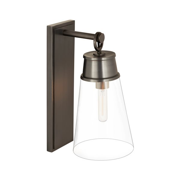 Z-Lite Wentworth 7.5-in W 1-Light Plated Bronze Transitional Wall Sconce