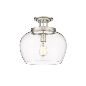 Z-Lite Joliet 13-in Nickel Transitional Semi-Flush Mount Light