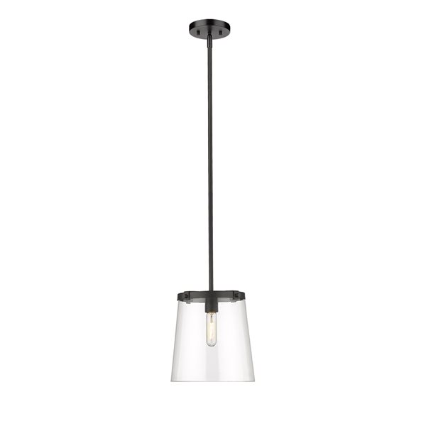 Z-Lite Callista Matte Black Transitional Clear Glass Cylinder Halogen Mini Pendant Light