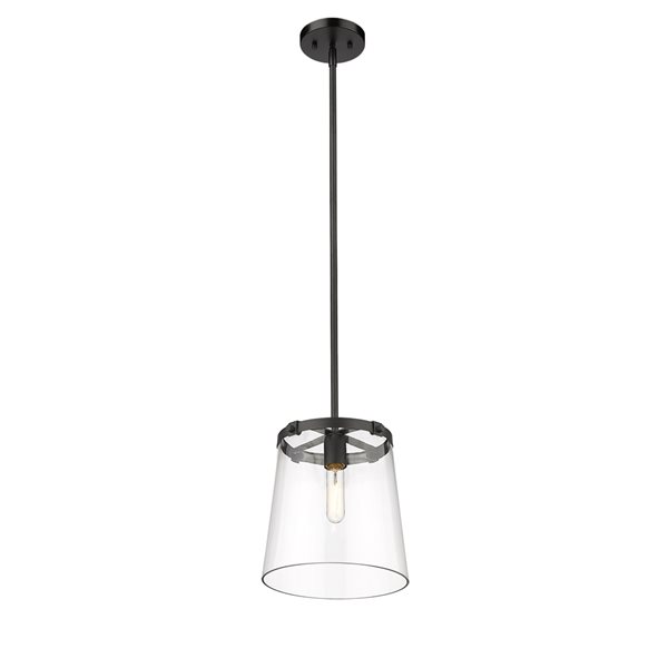 Z-Lite Callista Matte Black Transitional Clear Glass Cylinder Halogen Mini Pendant Light