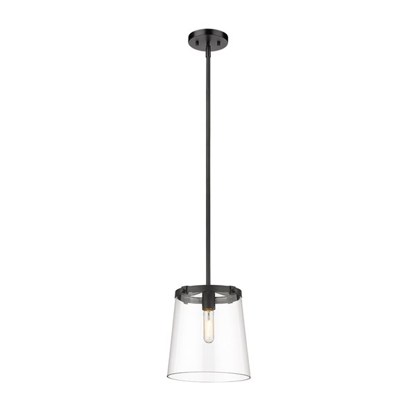 Z-Lite Callista Matte Black Transitional Clear Glass Cylinder Halogen Mini Pendant Light