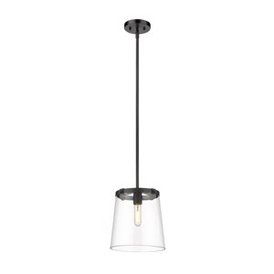 Z-Lite Callista Matte Black Transitional Clear Glass Cylinder Halogen Mini Pendant Light