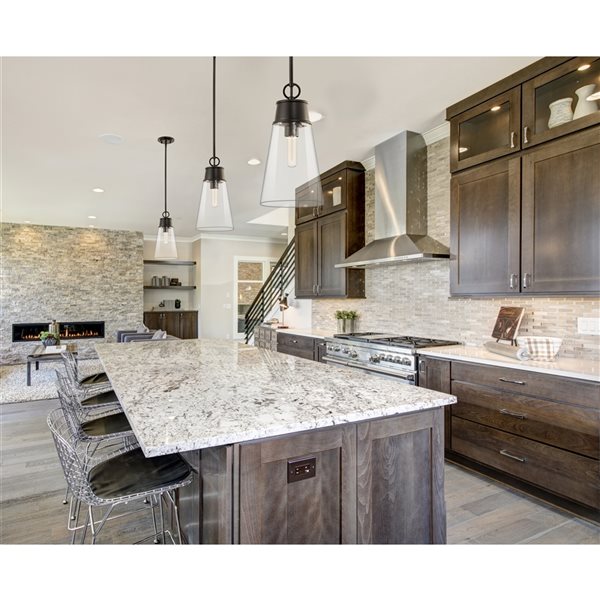 Z-Lite Wentworth Matte Black Transitional Clear Glass Cylinder Halogen Mini Pendant Light