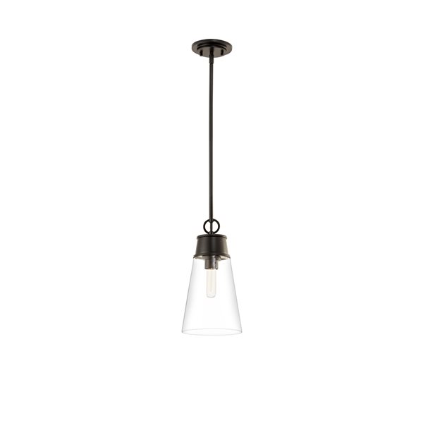 Z-Lite Wentworth Matte Black Transitional Clear Glass Cylinder Halogen Mini Pendant Light