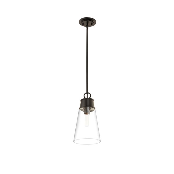 Z-Lite Wentworth Matte Black Transitional Clear Glass Cylinder Halogen Mini Pendant Light