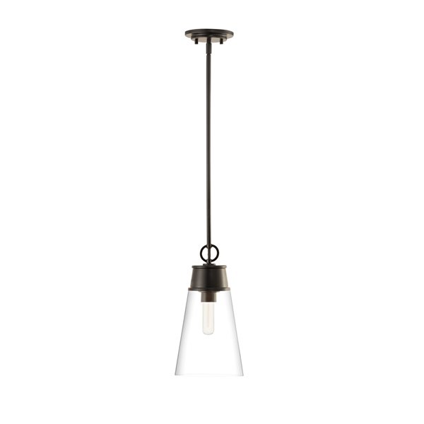 Z-Lite Wentworth Matte Black Transitional Clear Glass Cylinder Halogen Mini Pendant Light