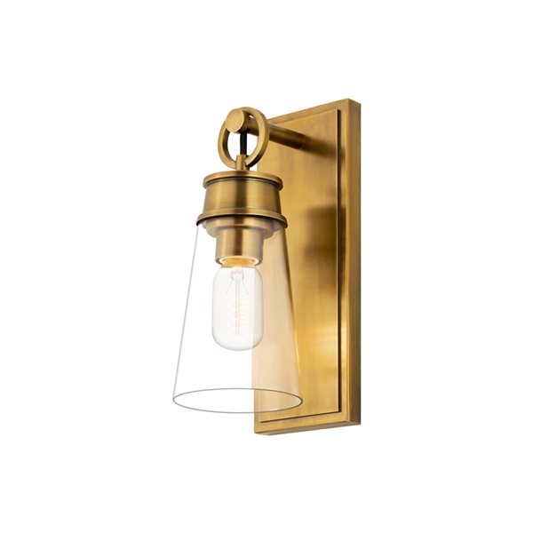 Z-Lite Wentworth 4.5-in W 1-Light Rubbed Brass Transitional Wall Sconce