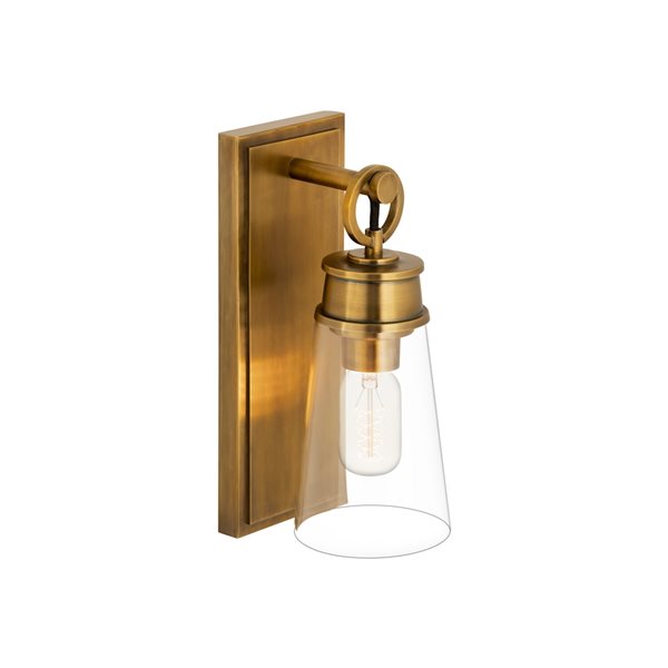 Z-Lite Wentworth 4.5-in W 1-Light Rubbed Brass Transitional Wall Sconce