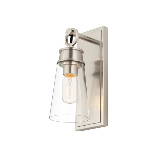 Z-Lite Wentworth 4.5-in W 1-Light Brushed Nickel Transitional Wall Sconce