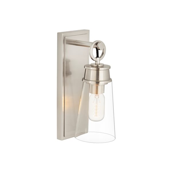 Z-Lite Wentworth 4.5-in W 1-Light Brushed Nickel Transitional Wall Sconce