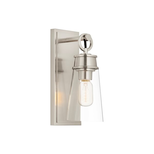 Z-Lite Wentworth 4.5-in W 1-Light Brushed Nickel Transitional Wall Sconce