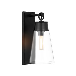 Z-Lite Wentworth 7.5-in W 1-Light Matte Black Transitional Wall Sconce