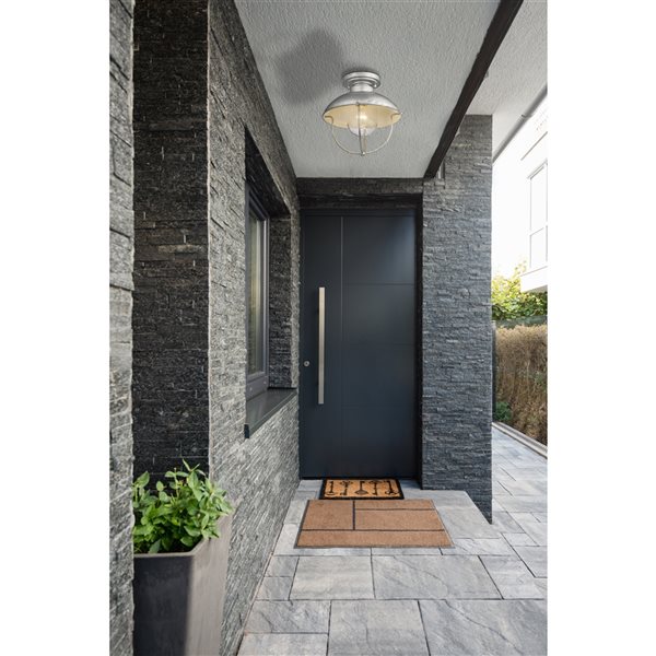 Z-lite Ansel 11-in W Galvanized Hardwired Outdoor Flush Mount Light