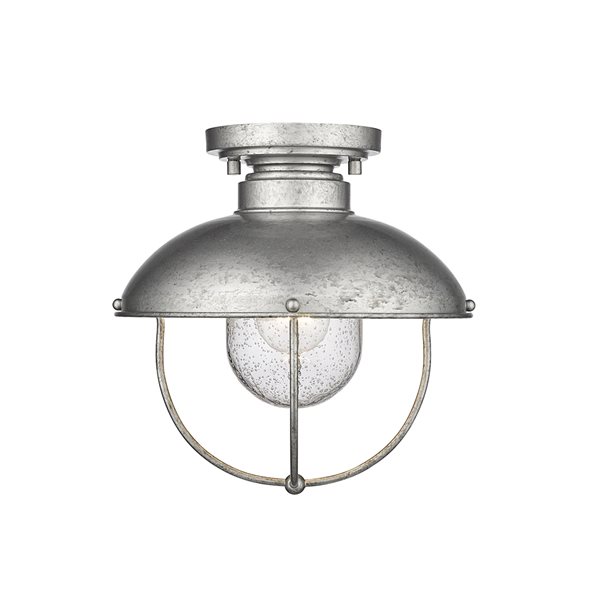 Z-lite Ansel 11-in W Galvanized Hardwired Outdoor Flush Mount Light
