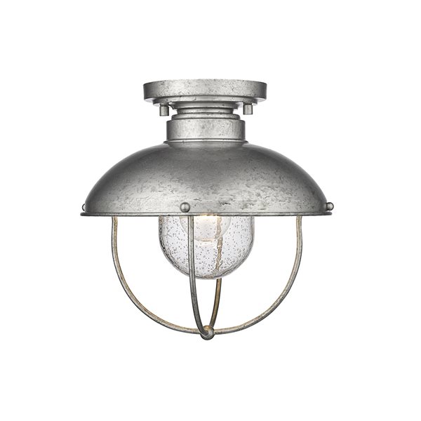 Z-lite Ansel 11-in W Galvanized Hardwired Outdoor Flush Mount Light
