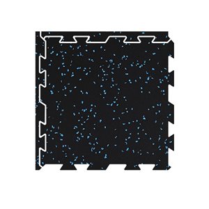 Fitfloor 0.3-in x 24-in x 24-in Black Flecked with Blue Interlocking Rubber Mat