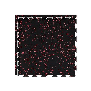 Fitfloor PRO 0.4-in x 24-in x 24-in Black Flecked with Red Interlocking Rubber Mat