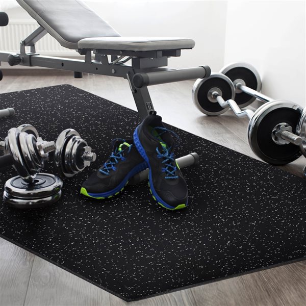 Fitfloor 0.3-in x 48-in x 72-in Black Flecked with Grey Multipurpose Rubber Mat