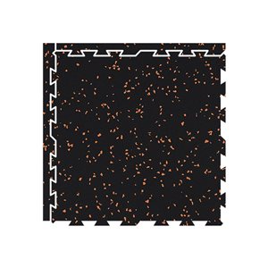Fitfloor PRO 0.4-in x 24-in x 24-in Black Flecked with Orange Interlocking Rubber Mat