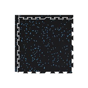 Fitfloor PRO 0.4-in x 24-in x 24-in Black Flecked with Blue Interlocking Rubber Mat