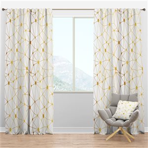 Designart Golden Grid I 84-in Polyester Blackout Standard Lined Curtain Panel