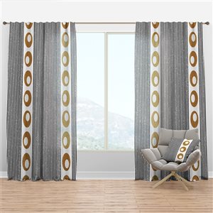 Designart Vertical Retro Geometrical Pattern I 95-in Polyester Semi-Sheer Standard Lined Curtain Panels