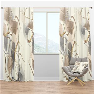 Designart Gold Squares V 108-in Polyester Blackout Standard Linen Curtain Panel