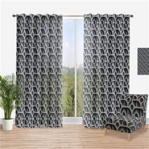 DesignArt 90-in x 52-in Squares Pattern Scandinavian Curtain Panels
