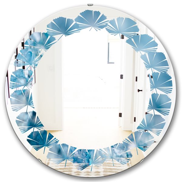 Designart 24 In X 24 In Blue Crystals Agate Round Wall Mirror MIR16717   330909102 MainImage 001 L 